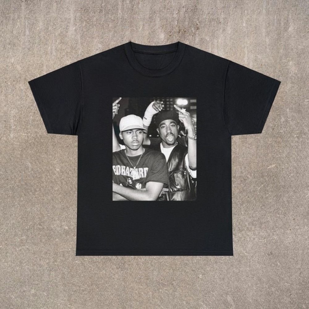 90_s Rap T-shirt - Nas With Tupac - Rapper Tee